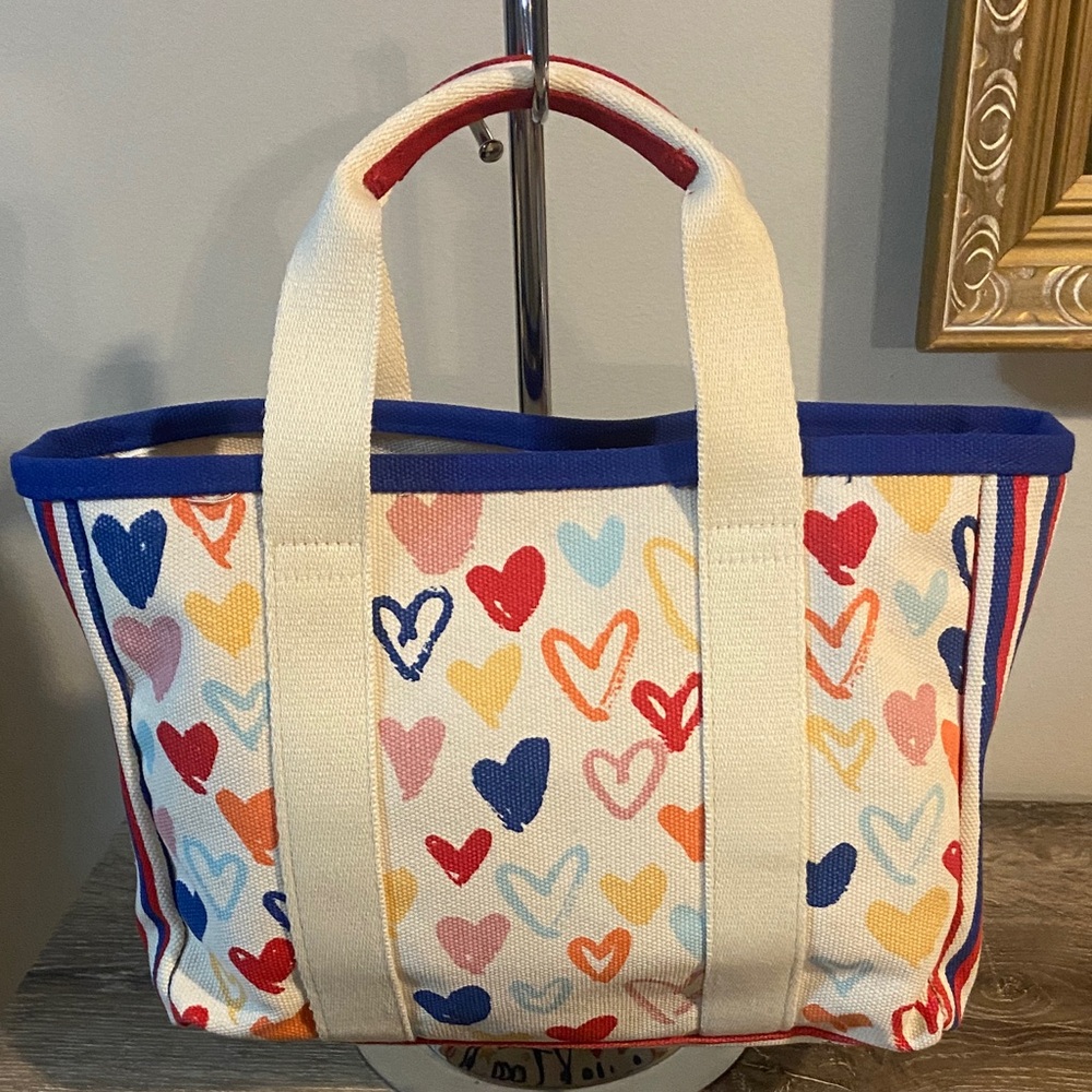 Brighton Heart Print Canvas Tote in Red, Blue, Pink, Orange, Yellow, Cream - Picture 2 of 5